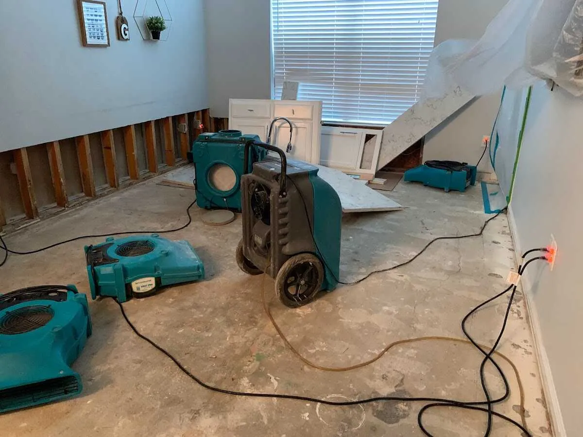 Dehumidifier in flood-cut room for Water Damage Restoration in Nipomo